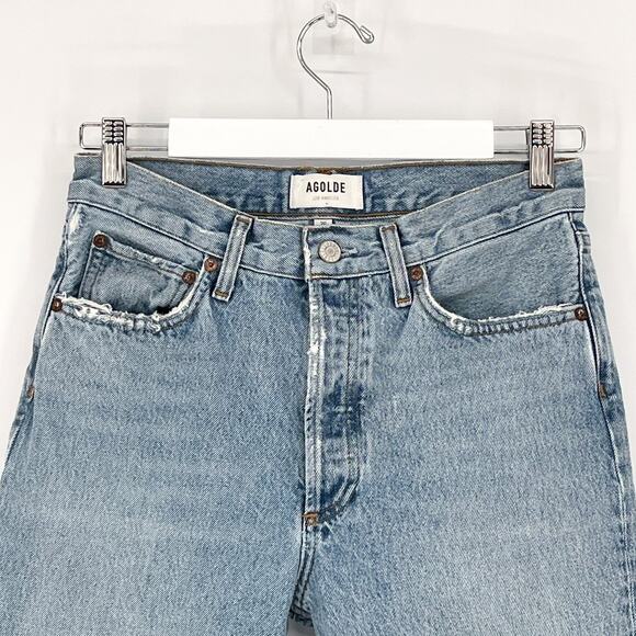 AGOLDE Relaxed Bootcut Mid Rise Jeans Curio Wash Women’s Size 26 Raw Hem - Picture 3 of 6